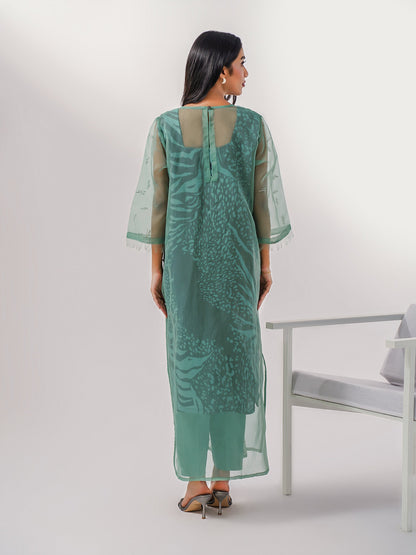 2 Piece Organza Suit-Embroidered (Pret)