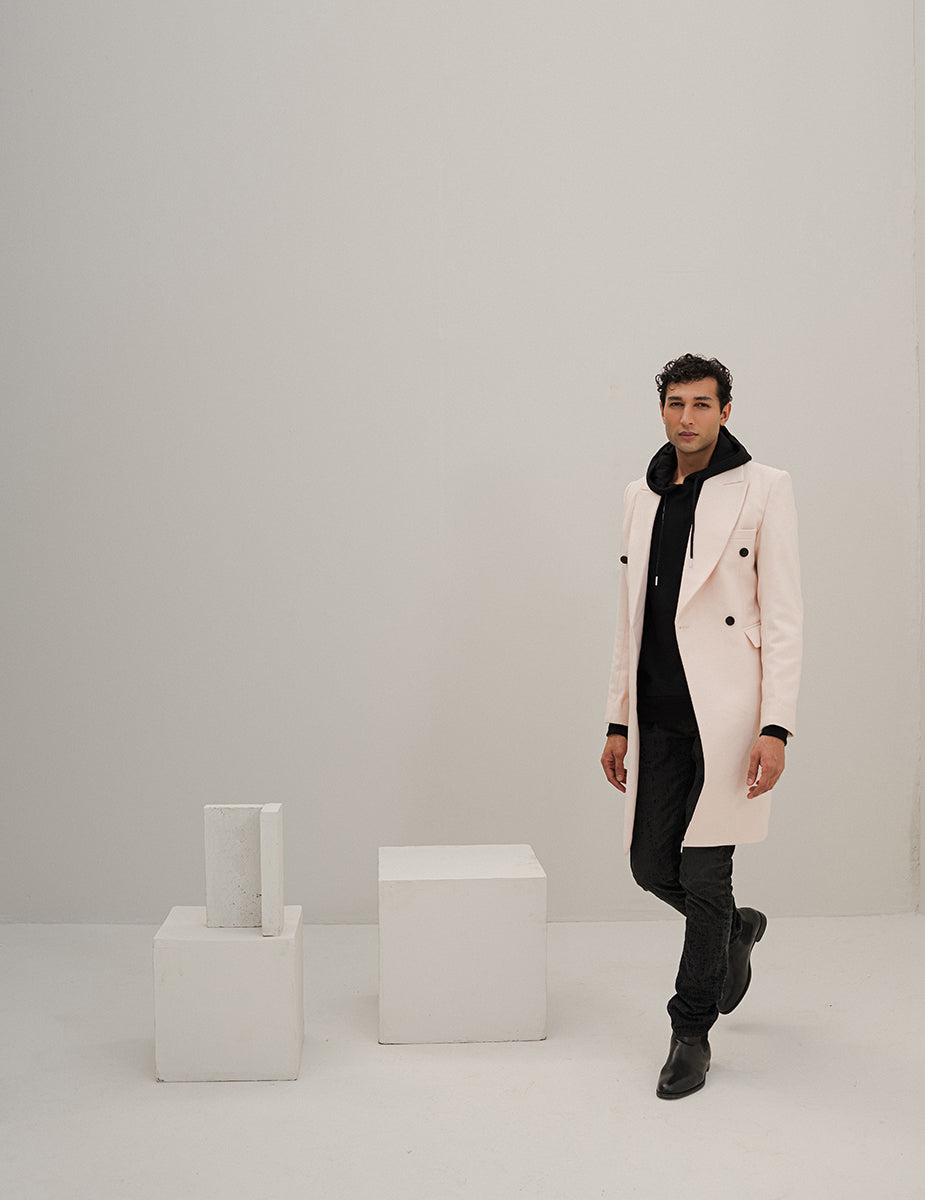 Chaos - Turmoil - White Mens Overcoat Winter
