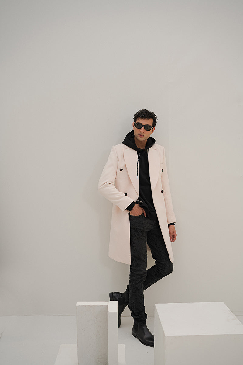 Chaos - Turmoil - White Mens Overcoat Winter