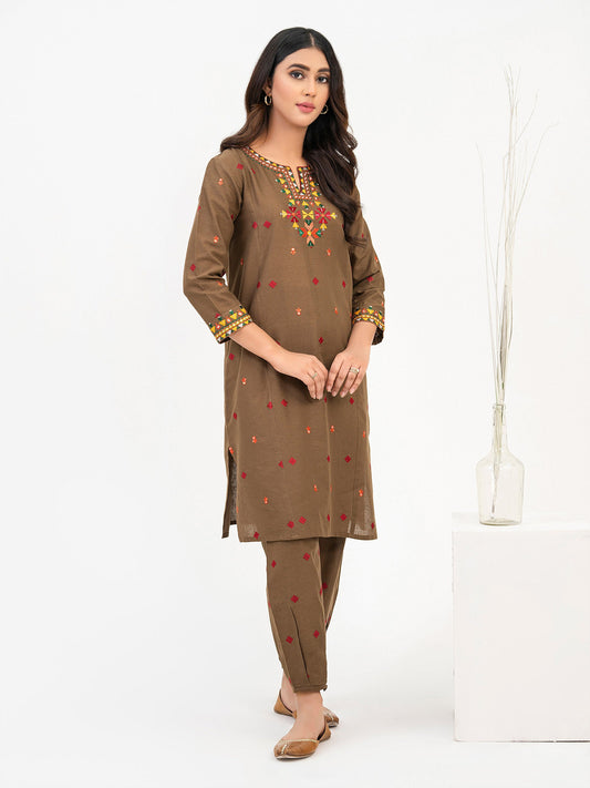 2 Piece Khaddar Suit-Embroidered(Pret)