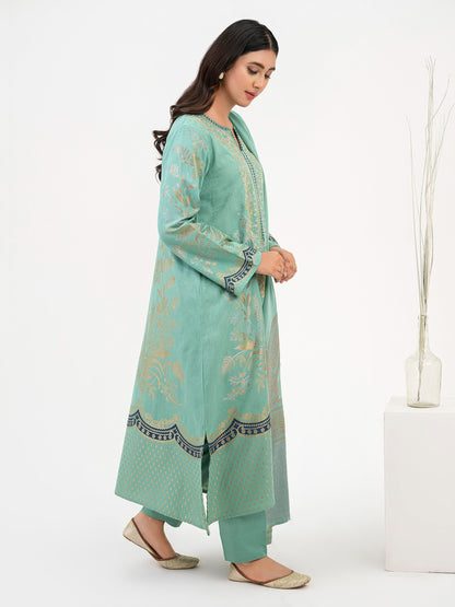 3 Piece Winter Jacquard Suit-Embroidered(Pret)