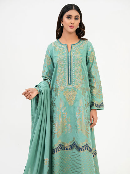 3 Piece Winter Jacquard Suit-Embroidered(Pret)