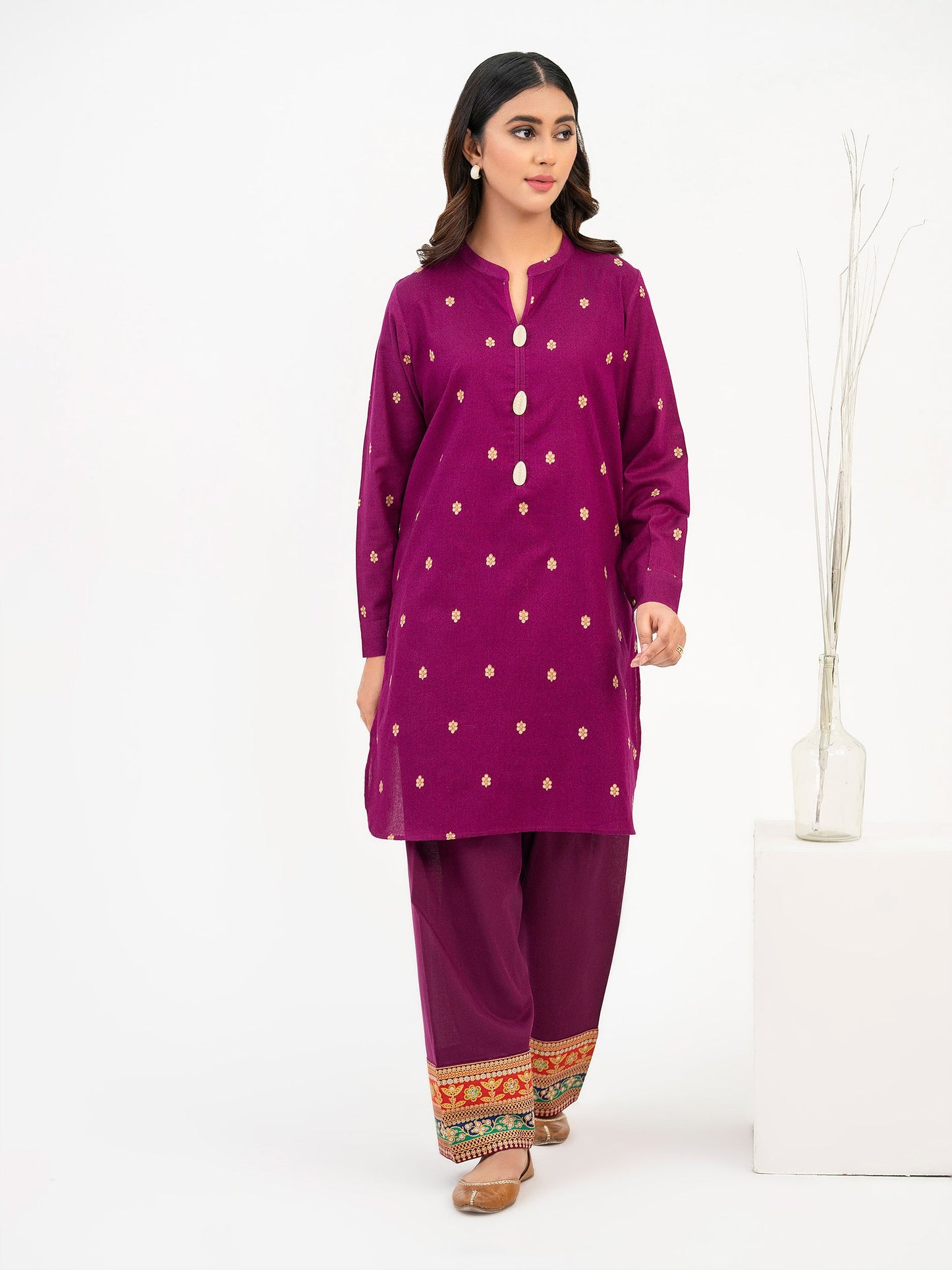 2 Piece Khaddar Suit-Paste Print (Pret)