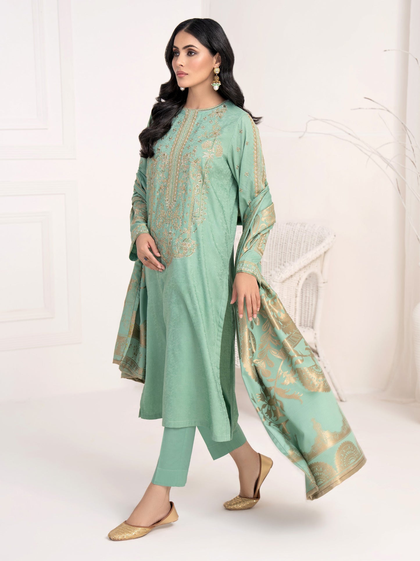 2 Piece Jacquard Suit-Embroidered(Unstitched)