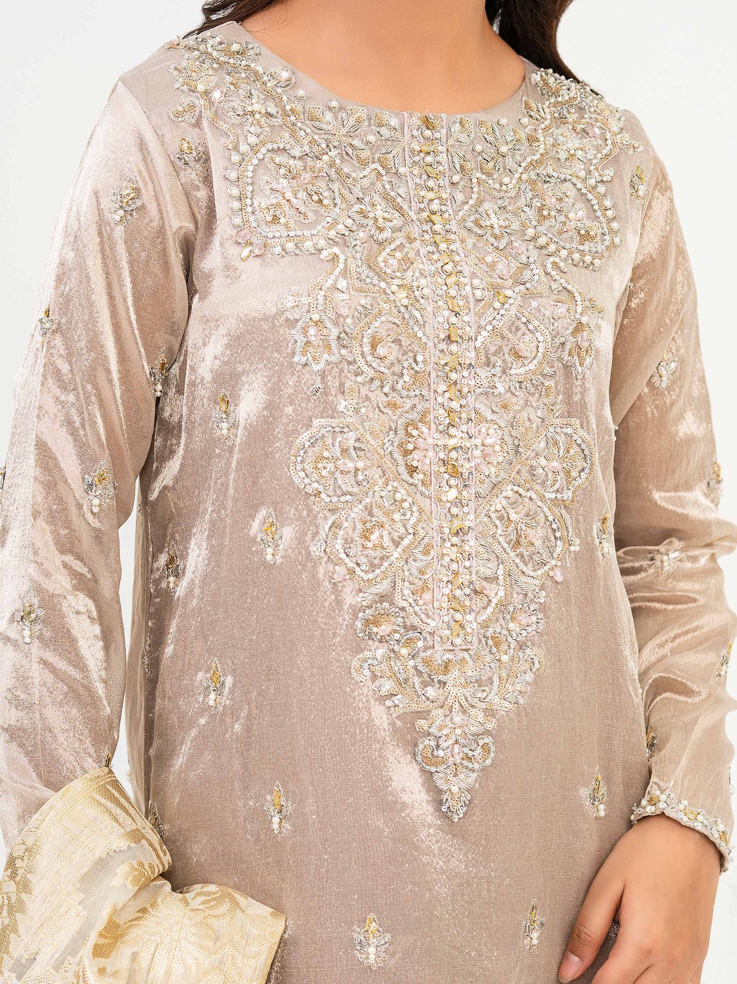 3 Piece Zari Suit-Embellished (Pret)