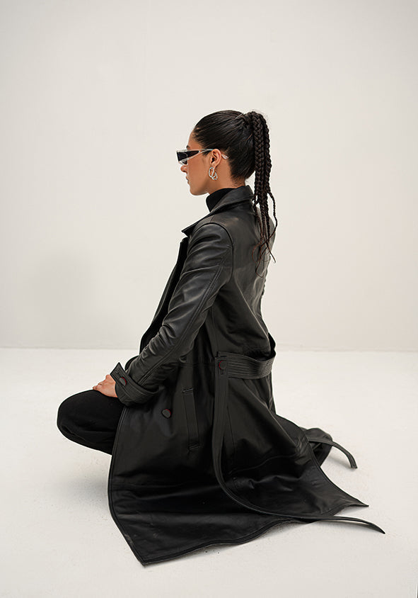 Chaos - Rive - Black Long Leather Coat