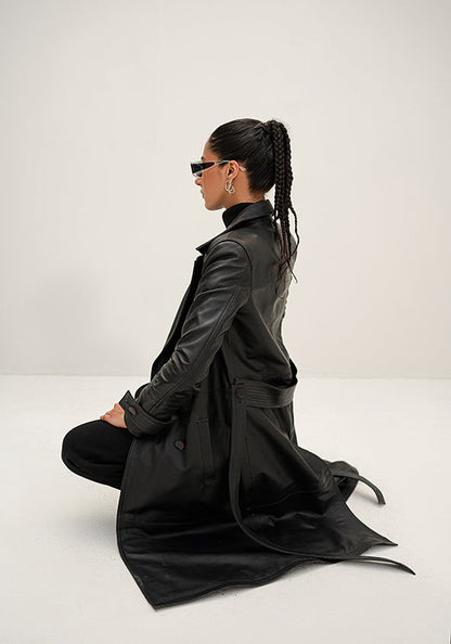 Chaos - Rive - Black Long Leather Coat