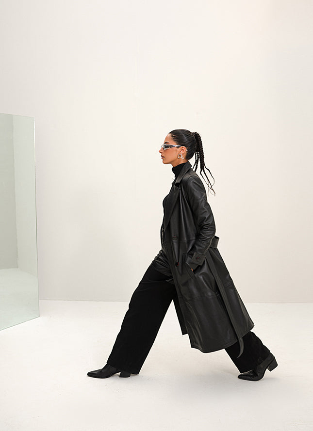 Chaos - Rive - Black Long Leather Coat