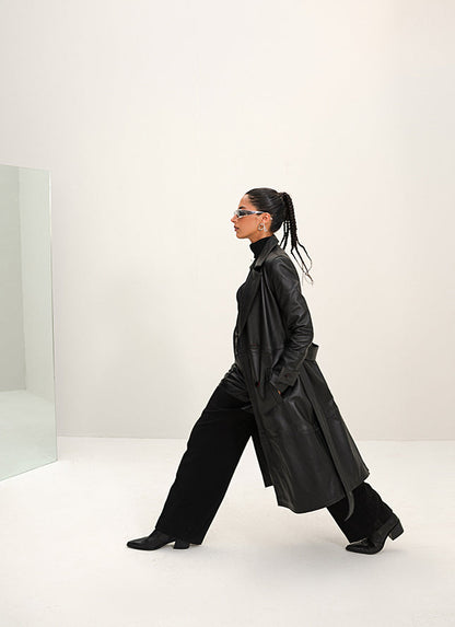 Chaos - Rive - Black Long Leather Coat