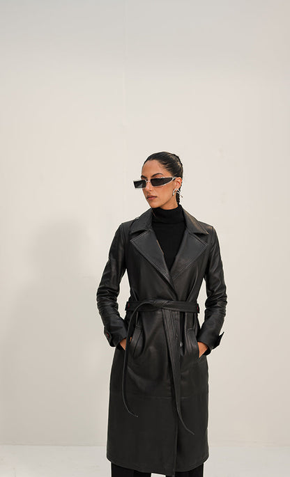 Chaos - Rive - Black Long Leather Coat