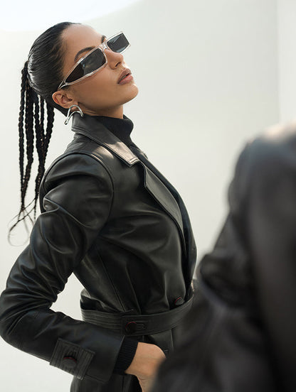 Chaos - Rive - Black Long Leather Coat