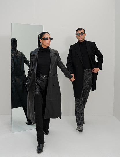 Chaos - Rive - Black Long Leather Coat