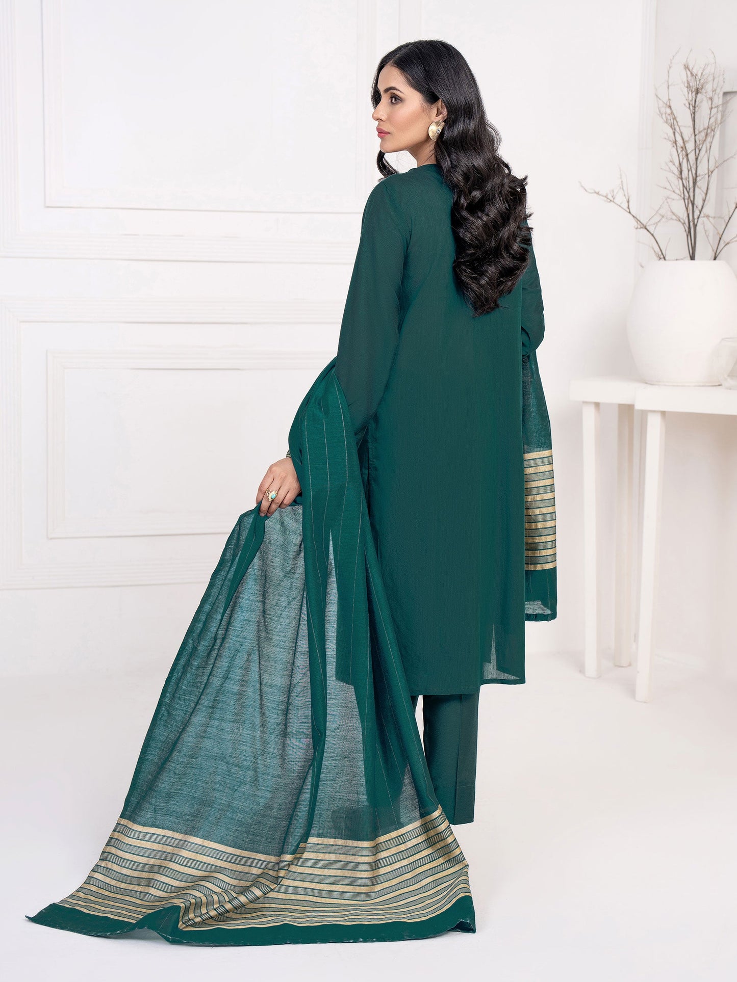 3 Piece Raw Silk Suit-Embroidered(Unstitched)