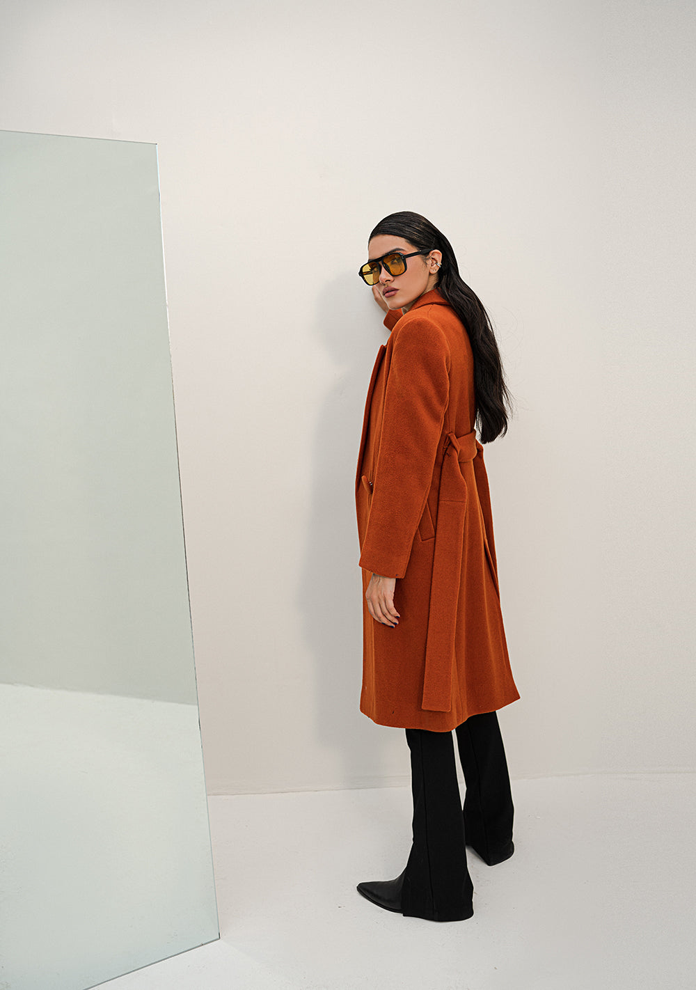 Chaos - Tumult - Saddle Brown Long Overcoat Women