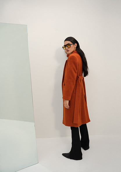 Chaos - Tumult - Saddle Brown Long Overcoat Women