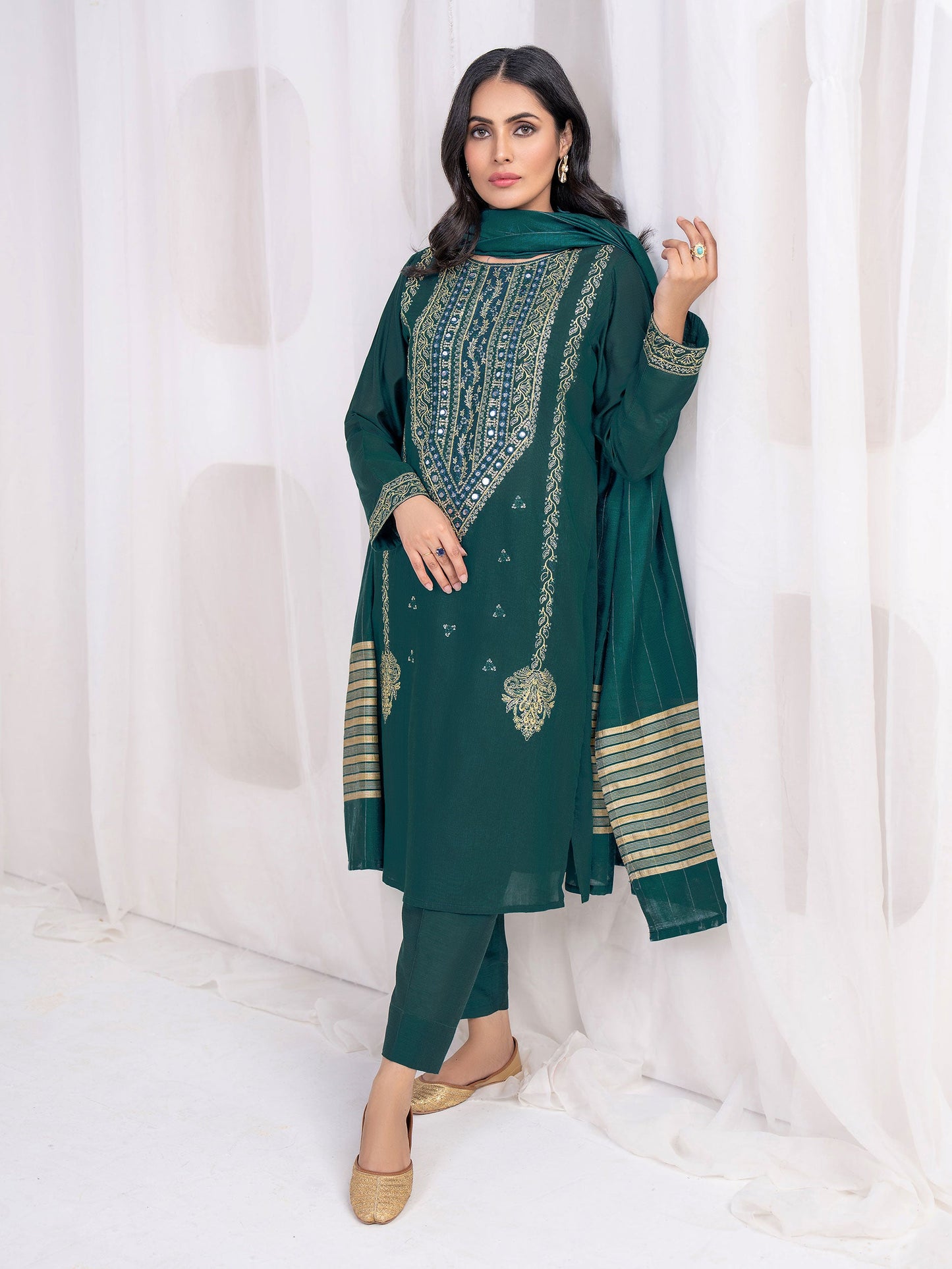 3 Piece Raw Silk Suit-Embroidered(Unstitched)