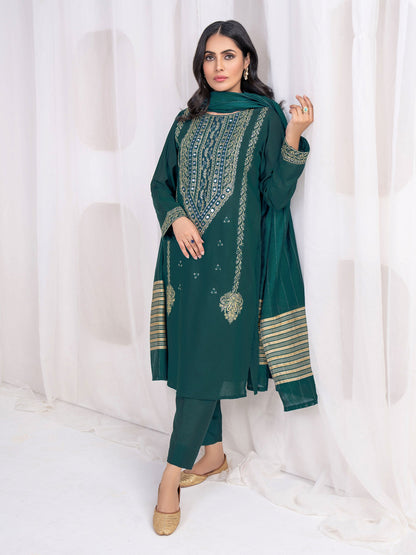 3 Piece Raw Silk Suit-Embroidered(Unstitched)