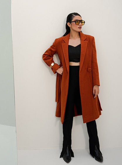 Chaos - Tumult - Saddle Brown Long Overcoat Women