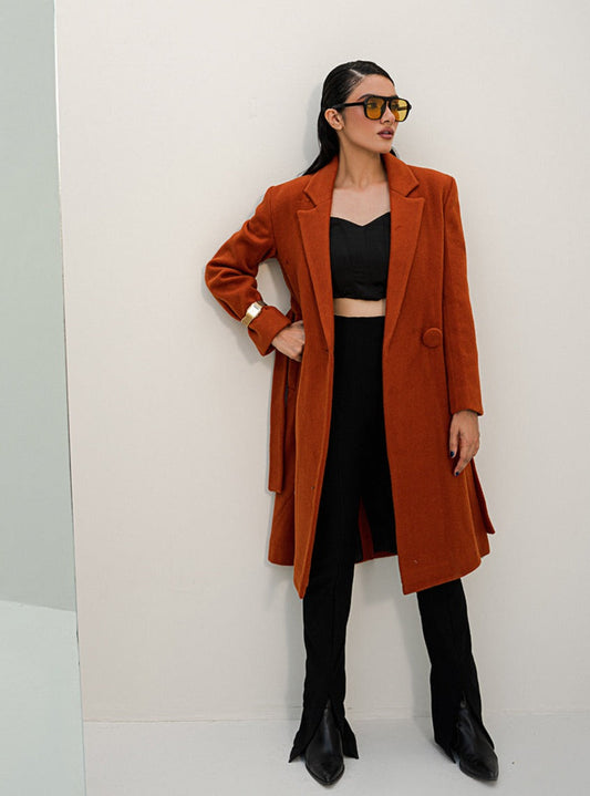 Chaos - Tumult - Saddle Brown Long Overcoat Women