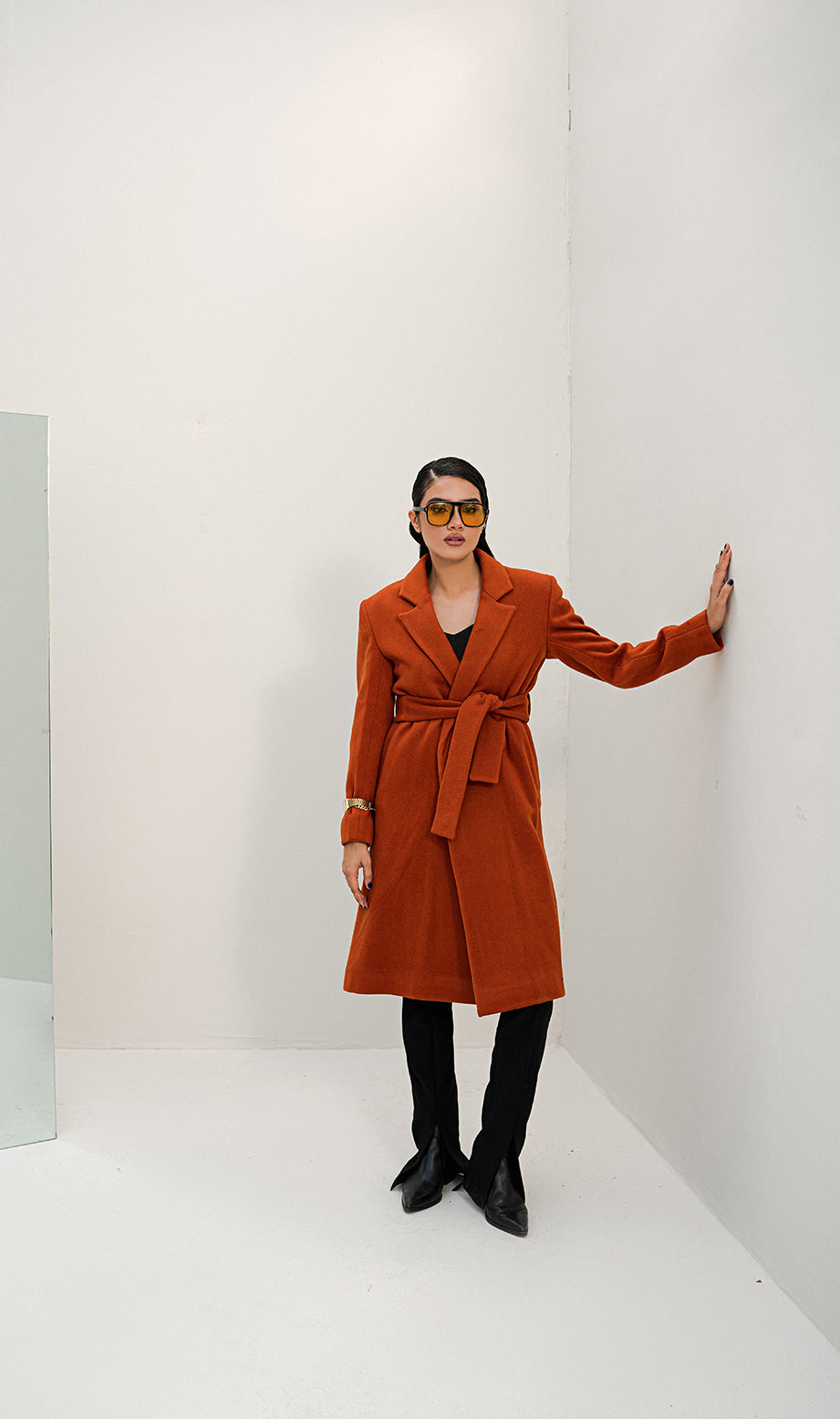 Chaos - Tumult - Saddle Brown Long Overcoat Women