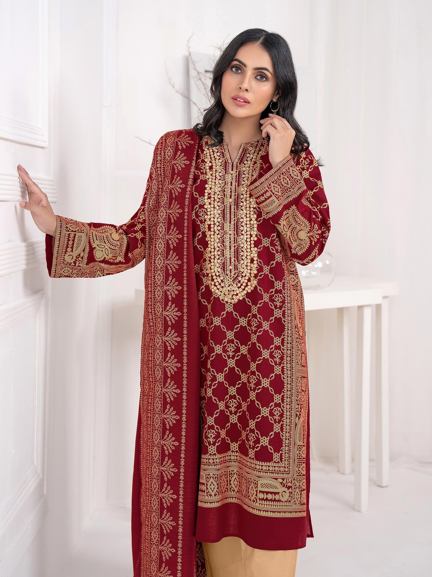 2 Piece Khaddar Suit-Embroidered(Unstitched)