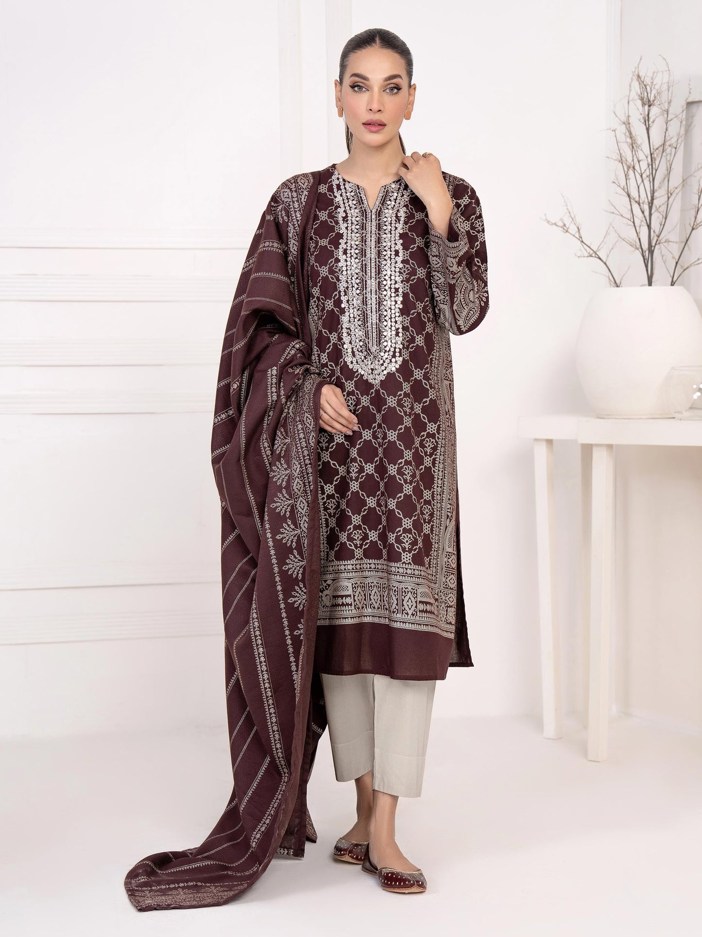 2 Piece Khaddar Suit-Embroidered(Unstitched)