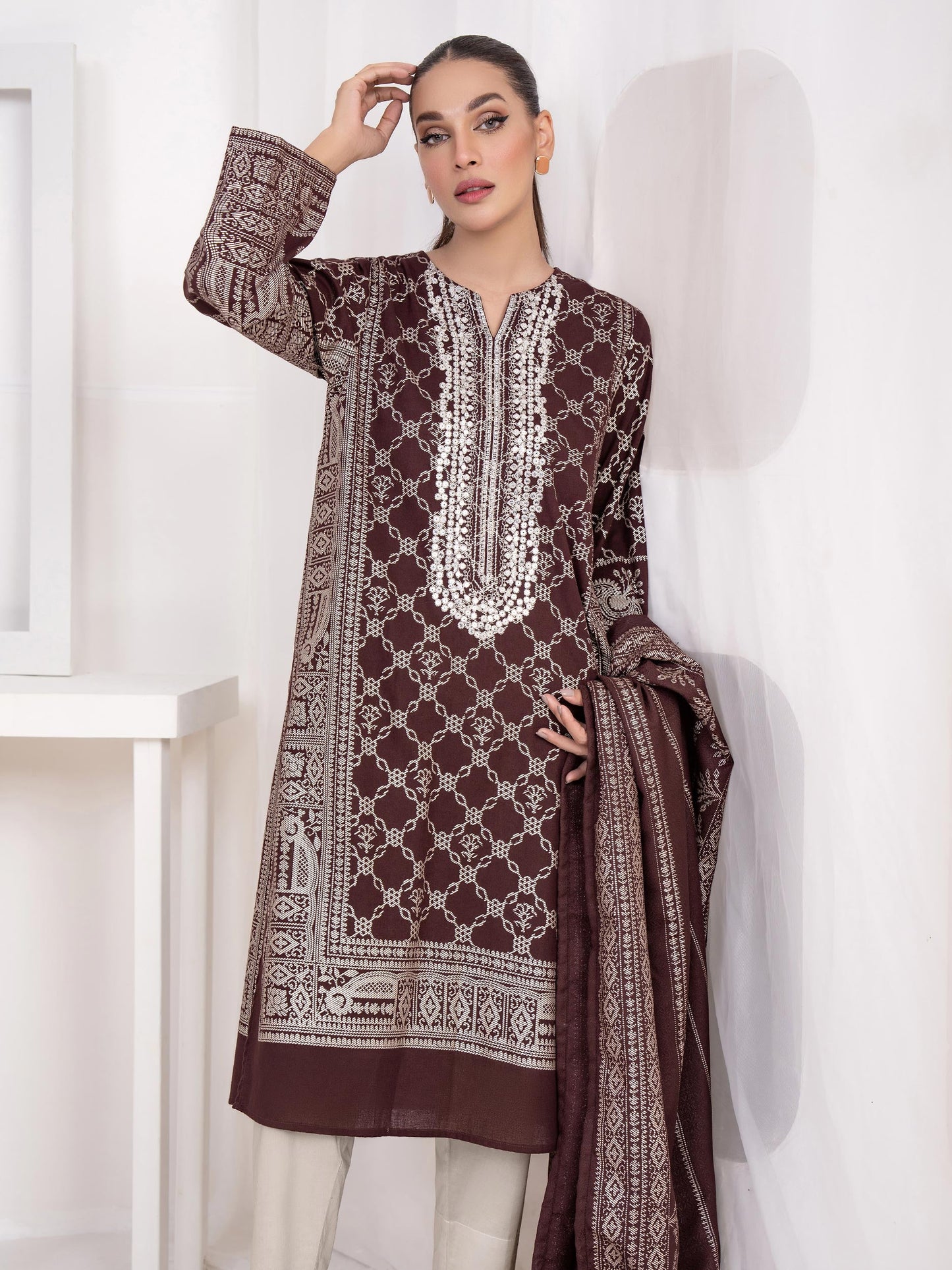 2 Piece Khaddar Suit-Embroidered(Unstitched)