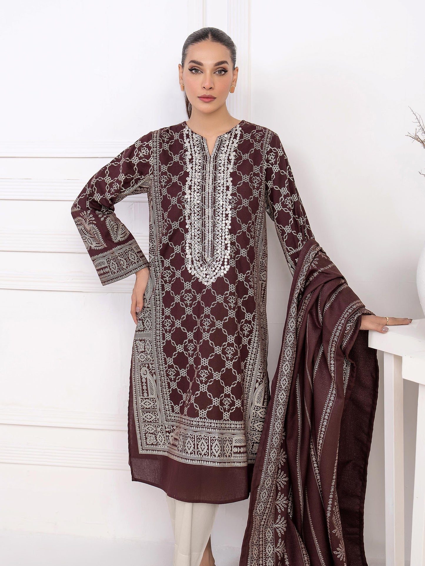 2 Piece Khaddar Suit-Embroidered(Unstitched)