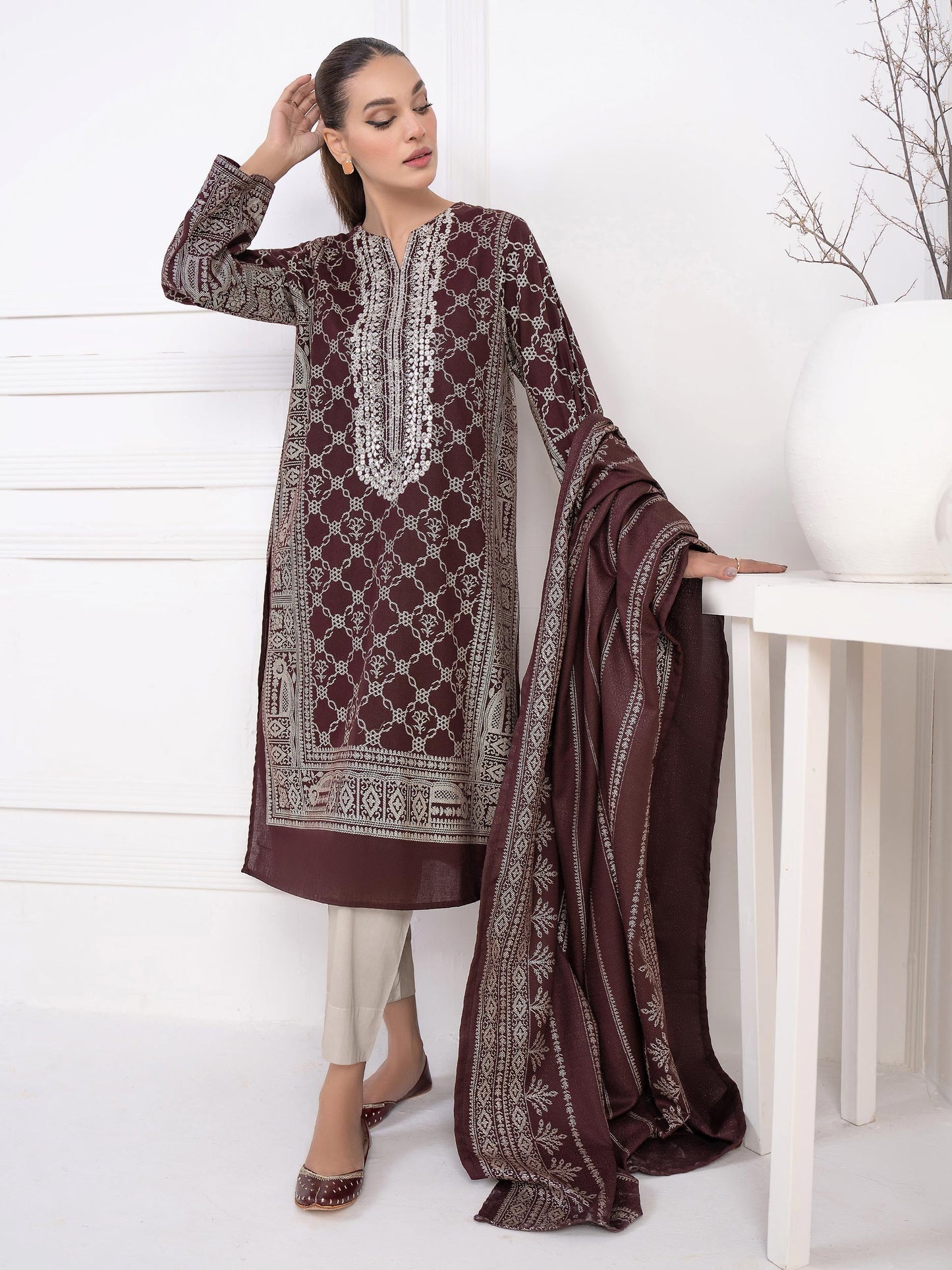 2 Piece Khaddar Suit-Embroidered(Unstitched)