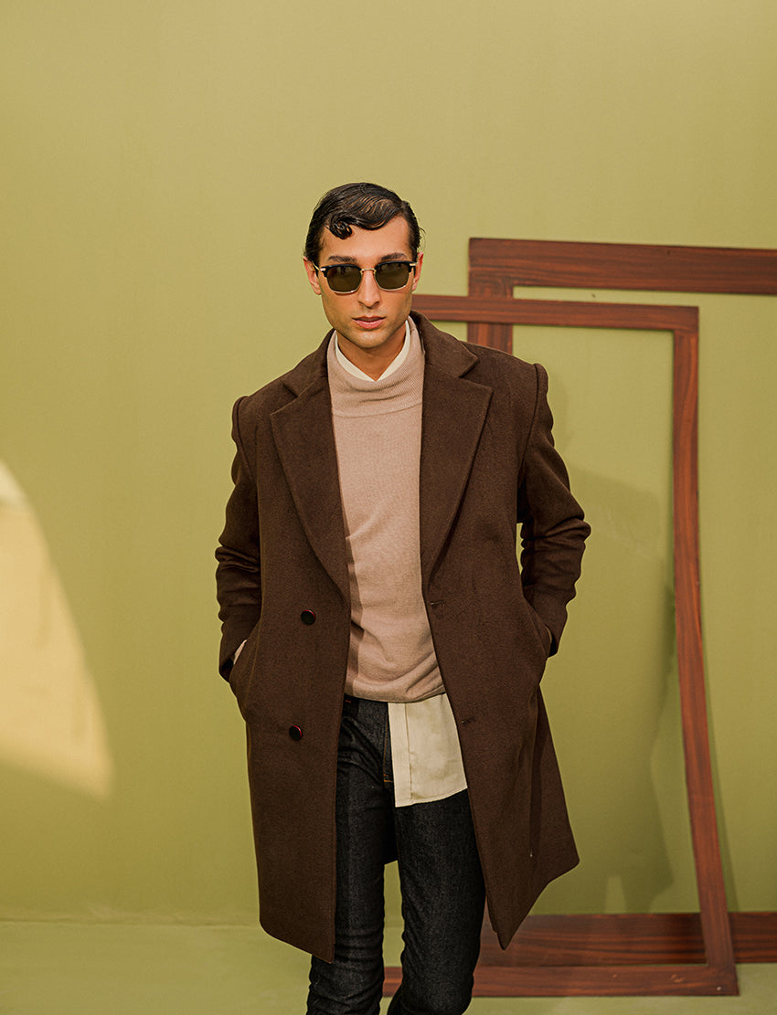 Chaos - Angst - Chocolate Brown Long Winter Coat Men