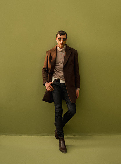 Chaos - Angst - Chocolate Brown Long Winter Coat Men