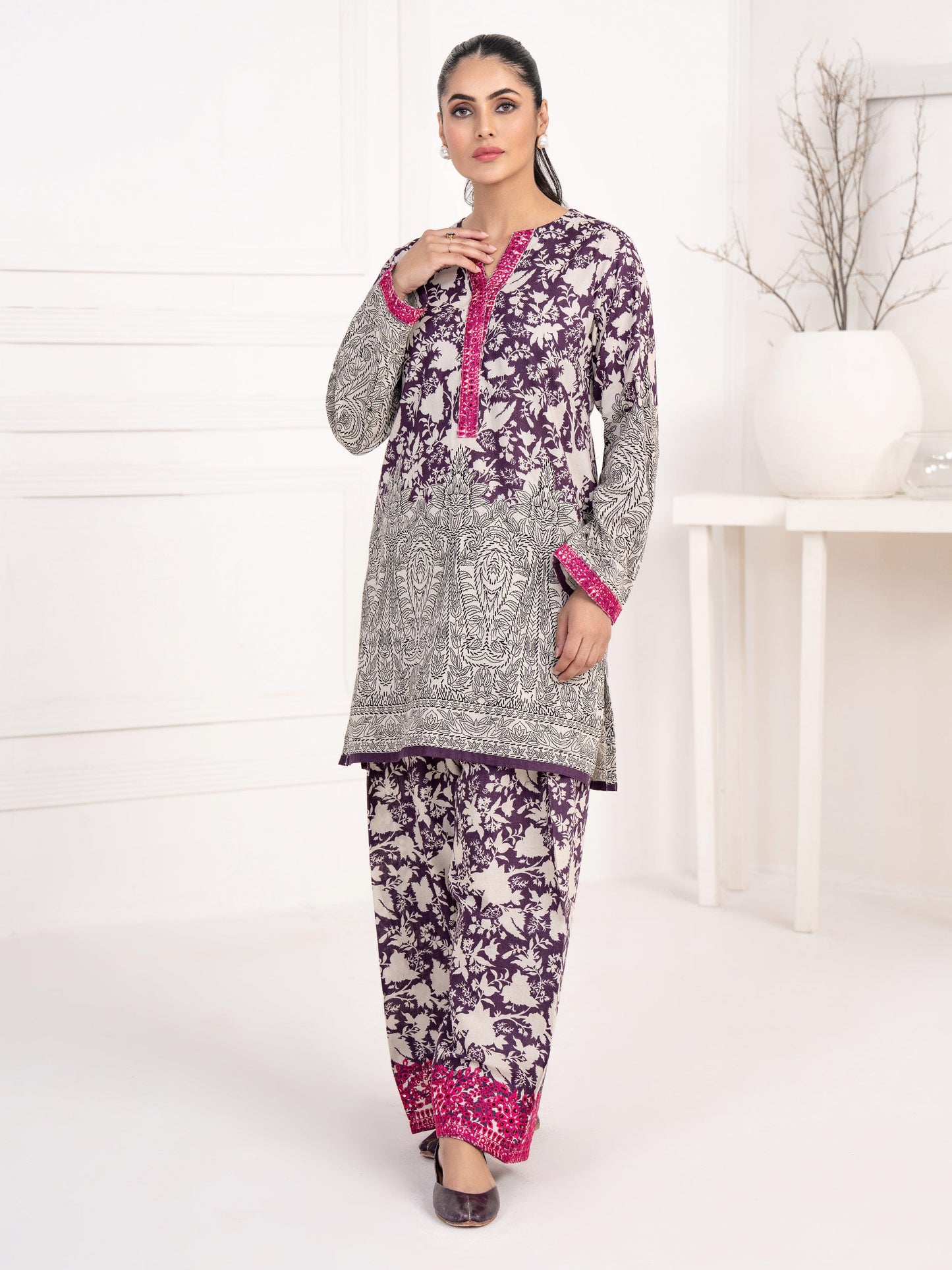 2 Piece Khaddar Suit-Embroidered(Unstitched)