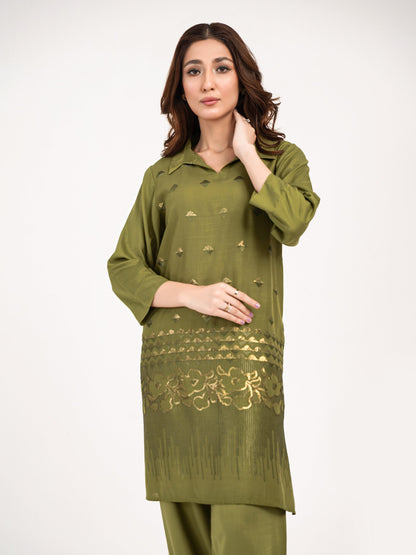 2 Piece Viscose Suit-Embroidered(Pret)