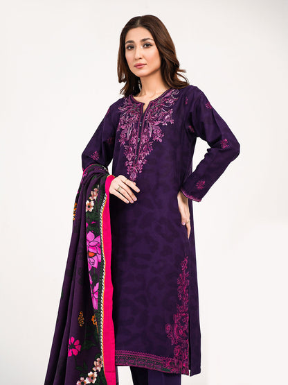 3 Piece Khaddar Suit-Embroidered(Pret)