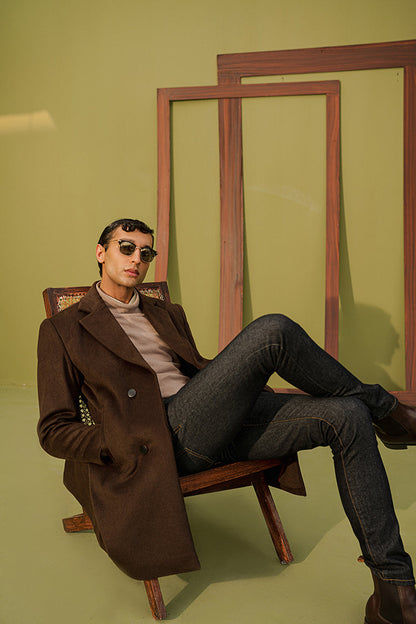 Chaos - Angst - Chocolate Brown Long Winter Coat Men