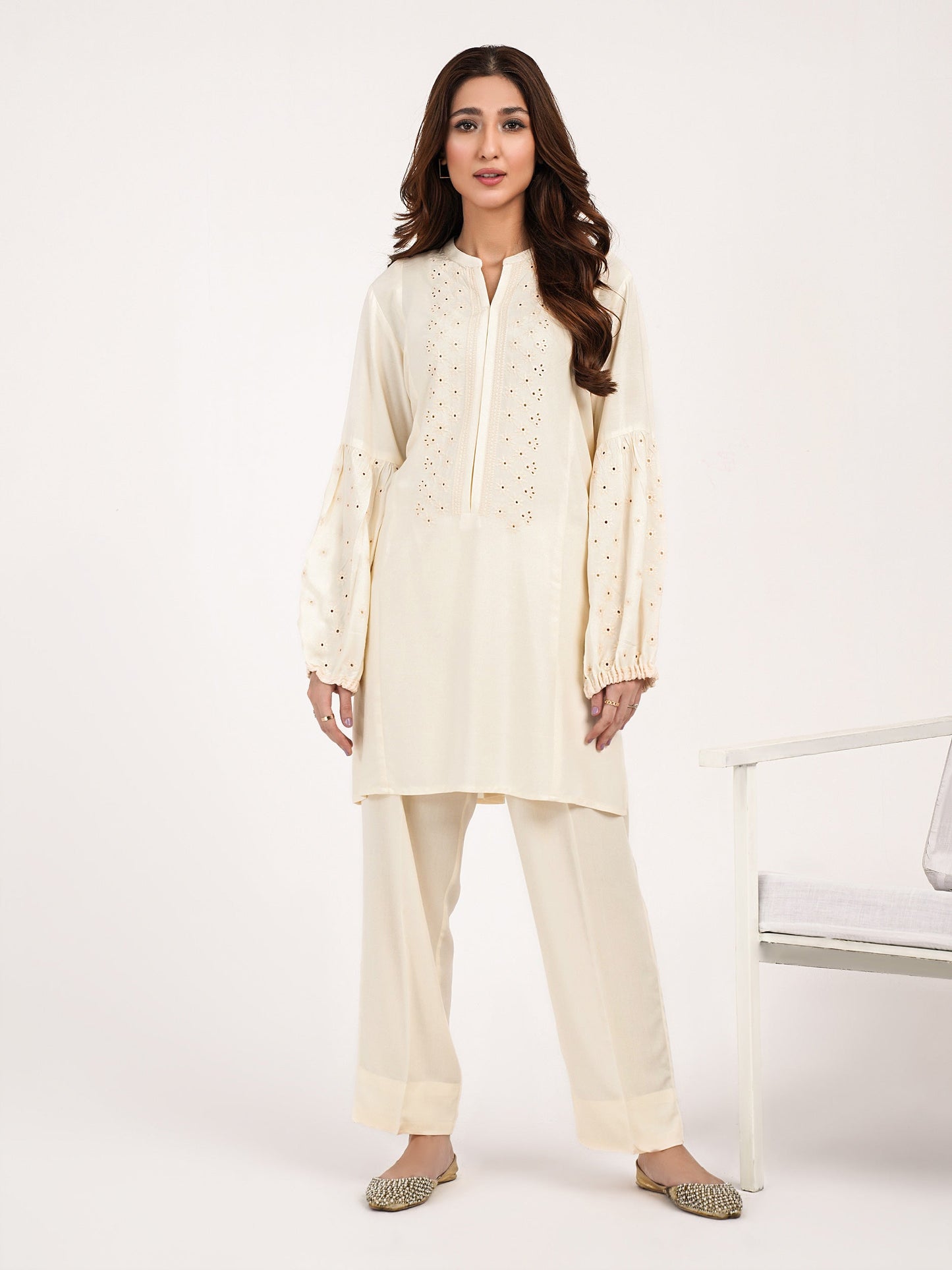 2 Piece Viscose Suit-Embroidered(Pret)