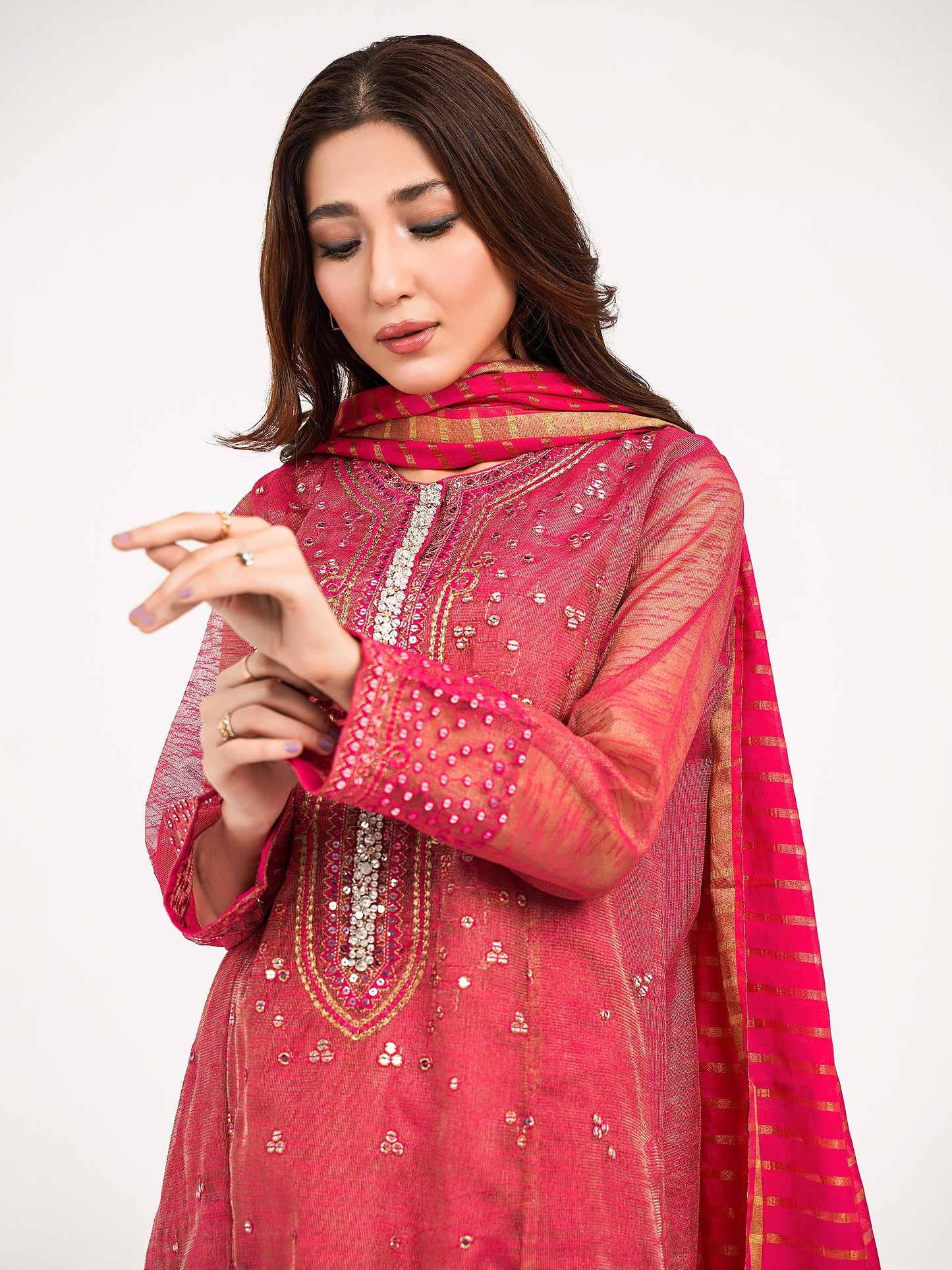 3 Piece Zarri Net Suit-Embroidered (Pret)