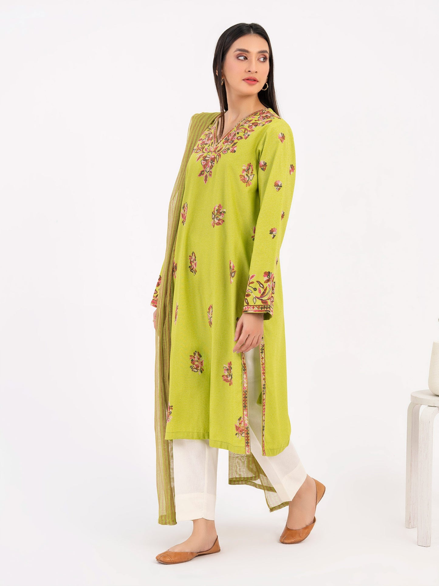 2 Piece Karandi Suit-Embroidered (Pret)