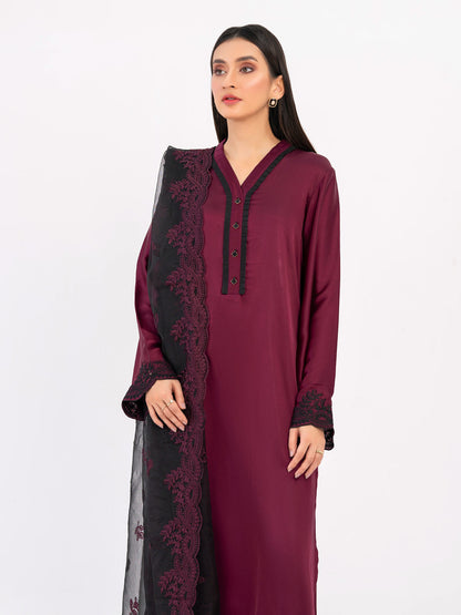 3 Piece Silk Suit-Embroidered (Pret)