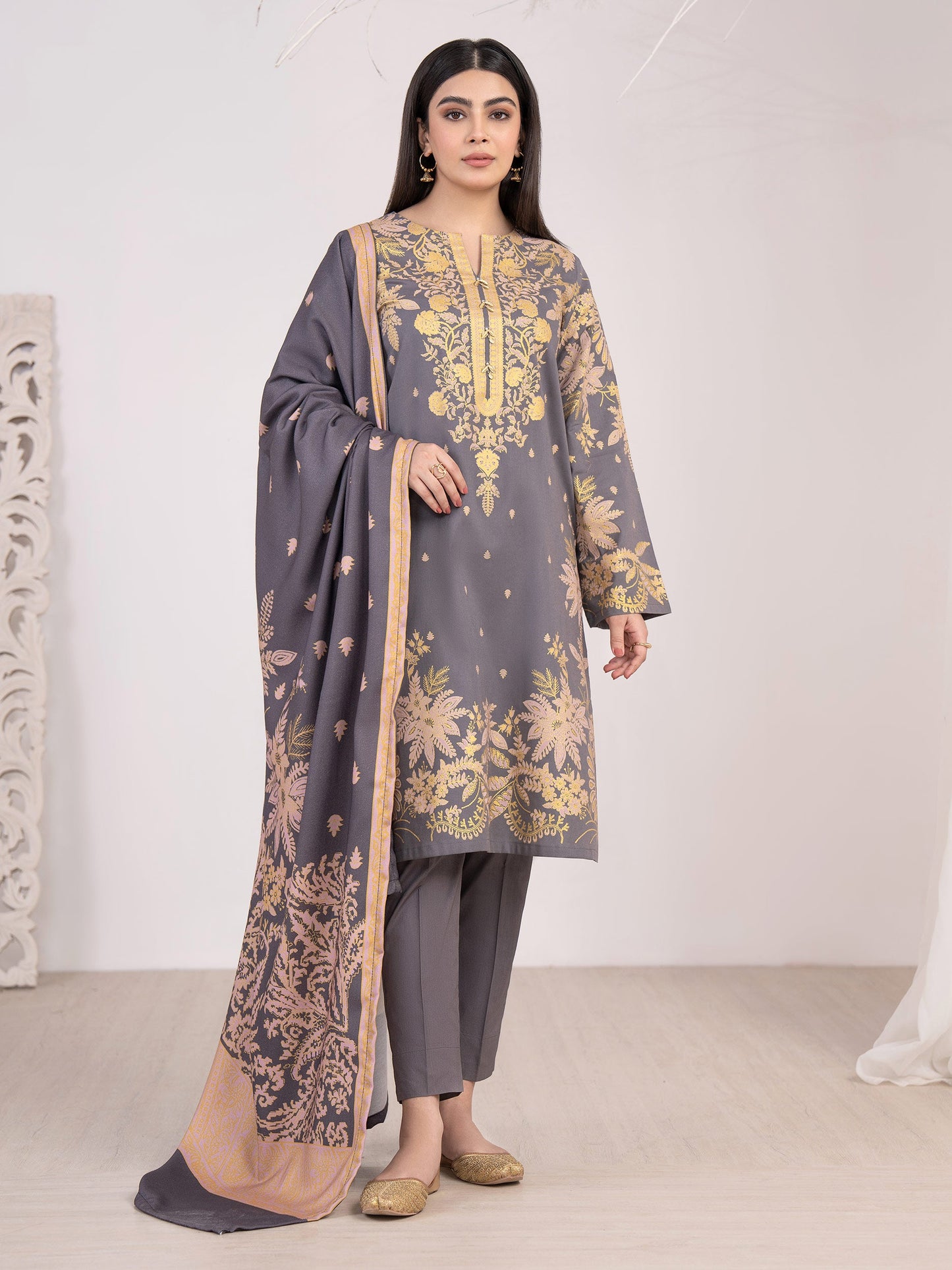 3 Piece Khaddar Suit-Paste Print(Unstitched)