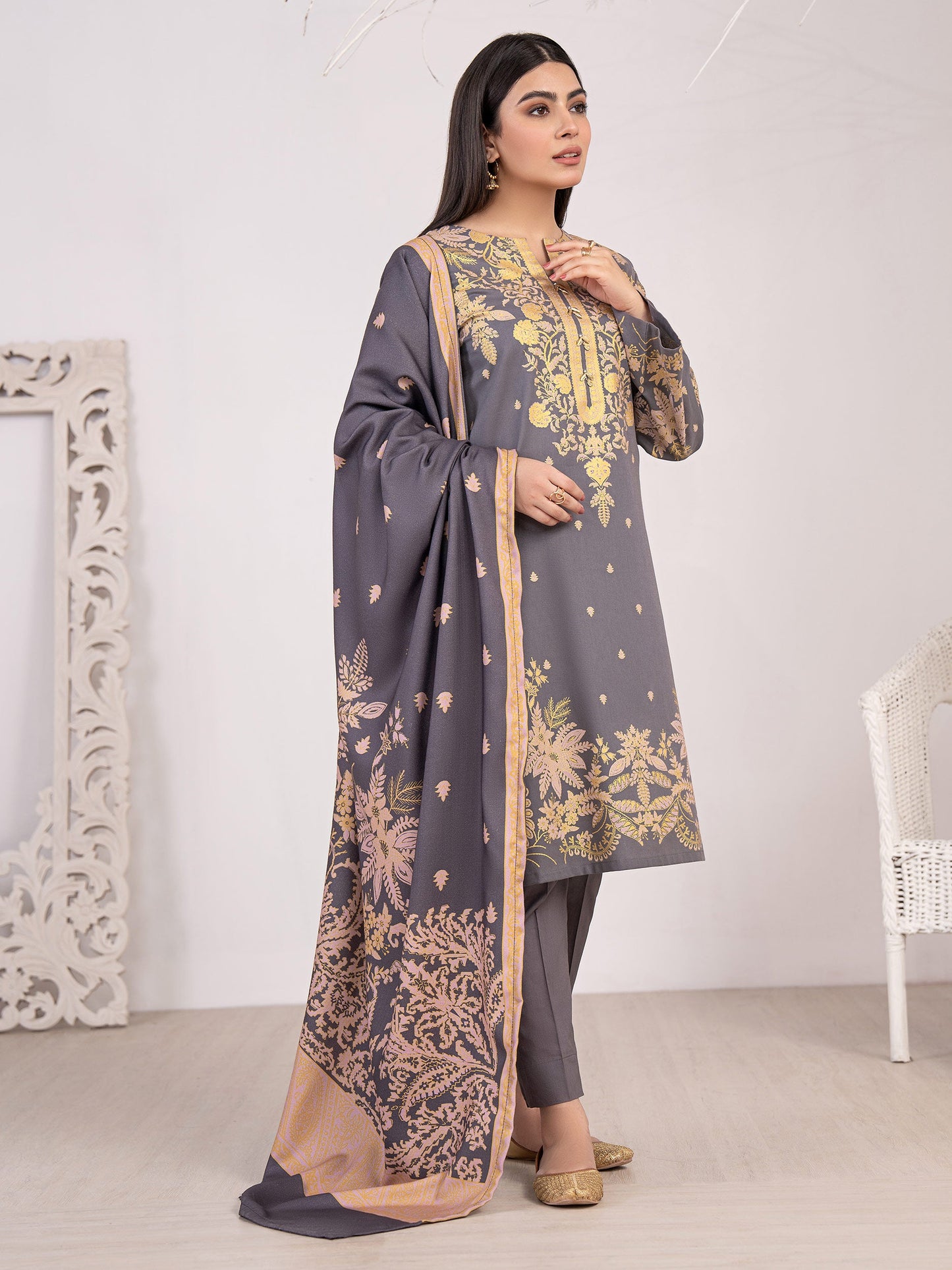 3 Piece Khaddar Suit-Paste Print(Unstitched)