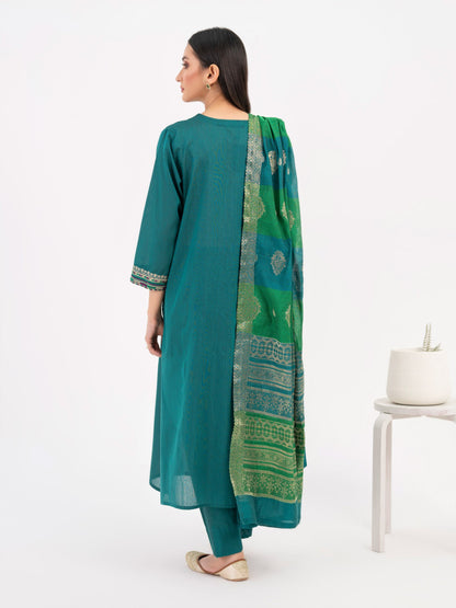 3 Piece Raw Silk Suit-Embroidered (Pret)