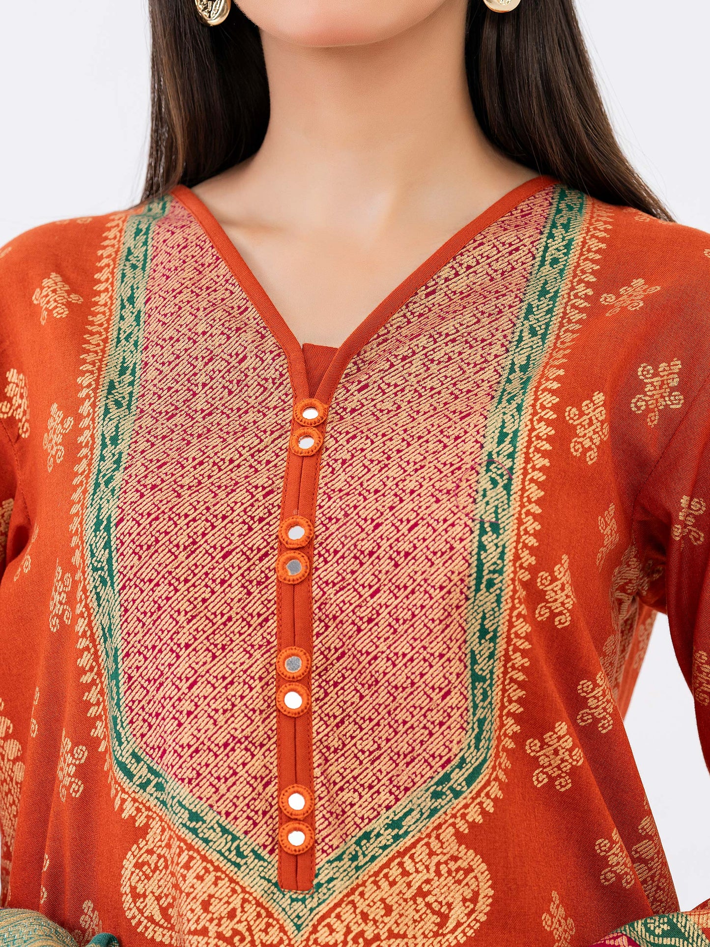 3 Piece Khaddar Suit-Paste Print (Pret)