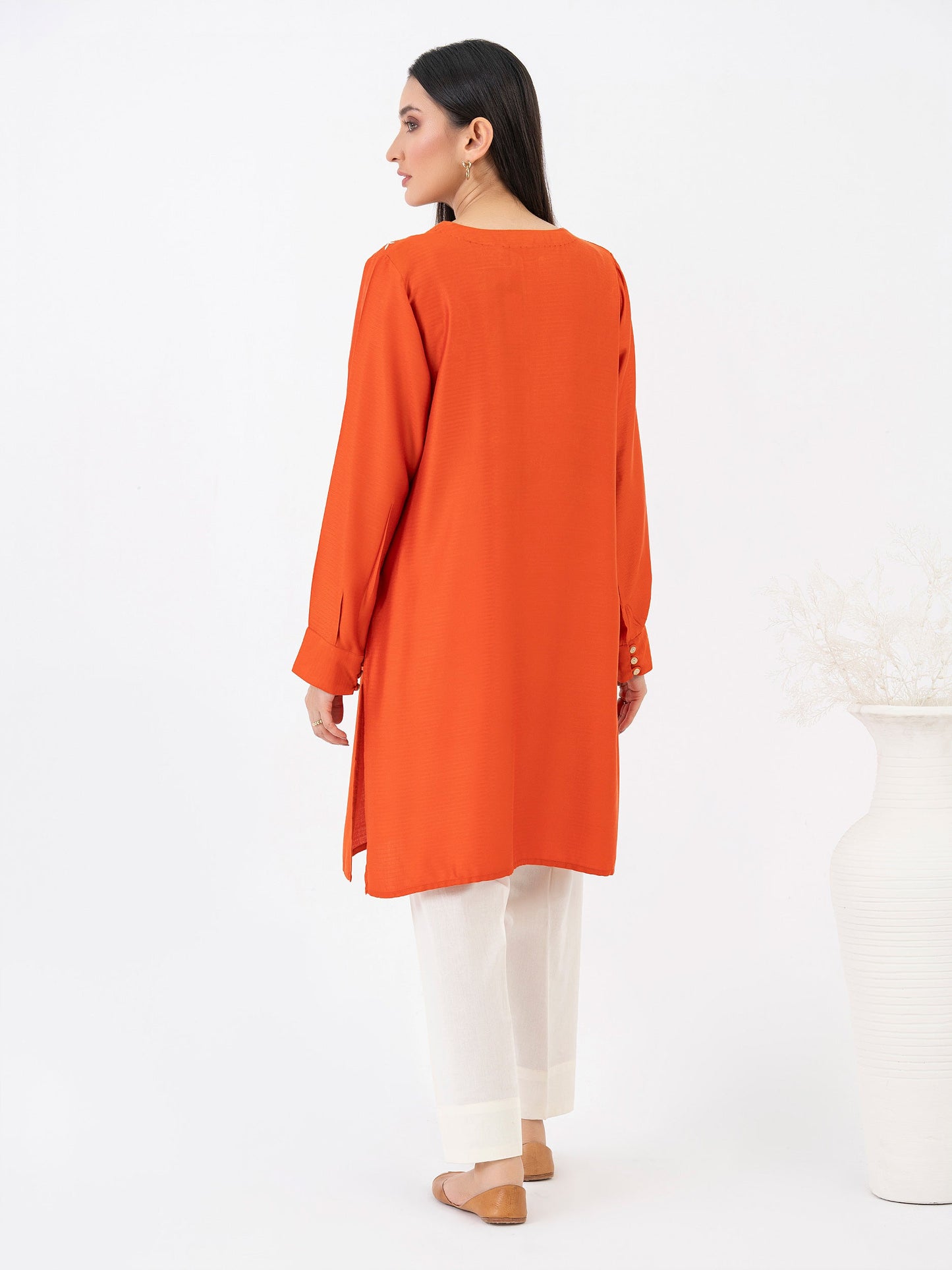 Linen Kurti-Embroidered (Pret)