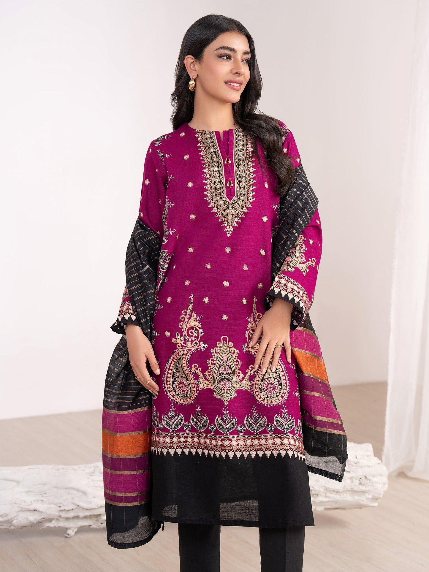 2 Piece Khaddar Suit-Paste Print(Unstitched)