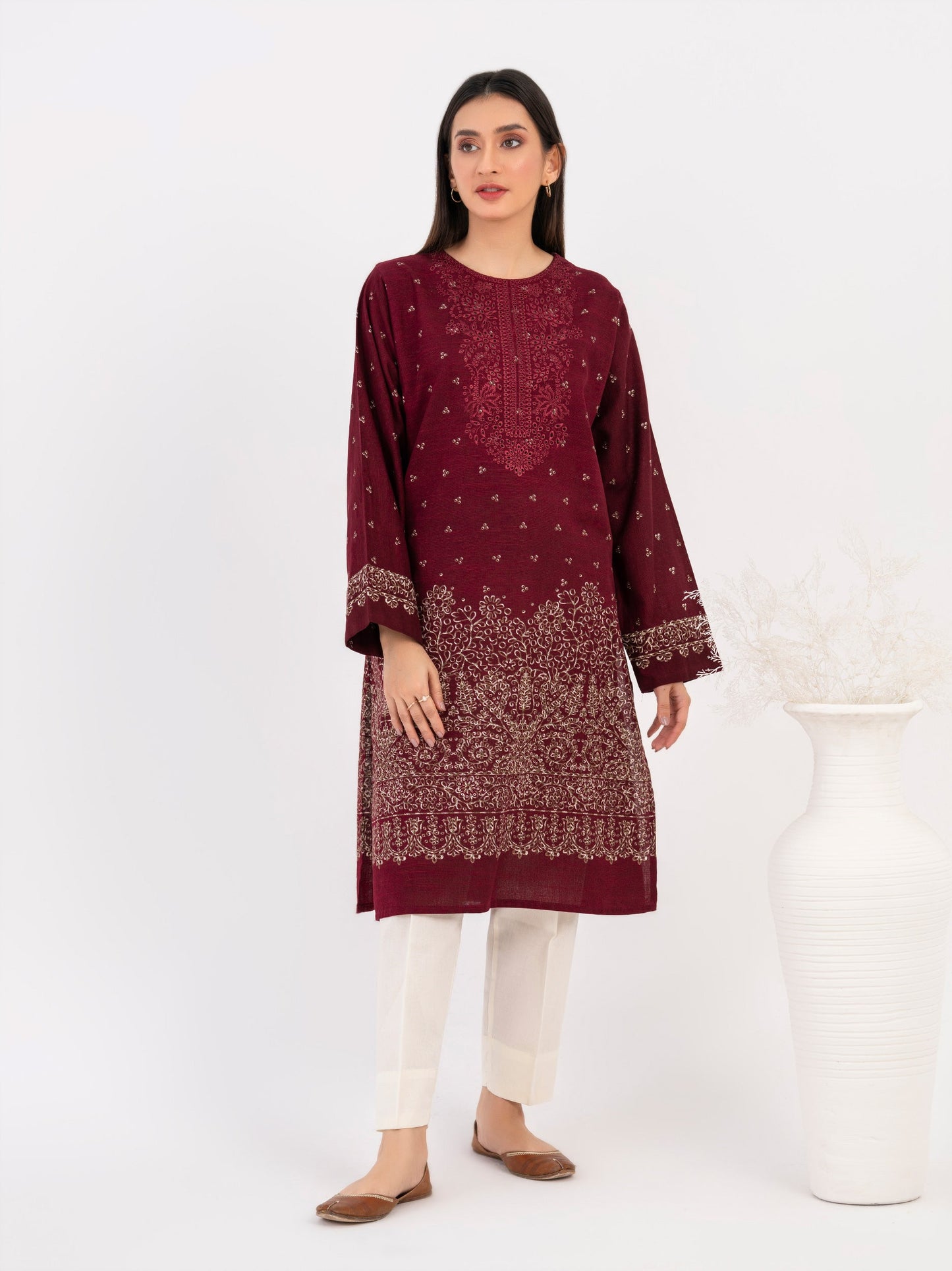 Khaddar Shirt-Embroidered(Pret)