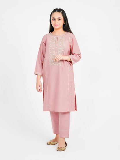 Limelight - 2 Piece Slub Khaddar Suit-Embroidered