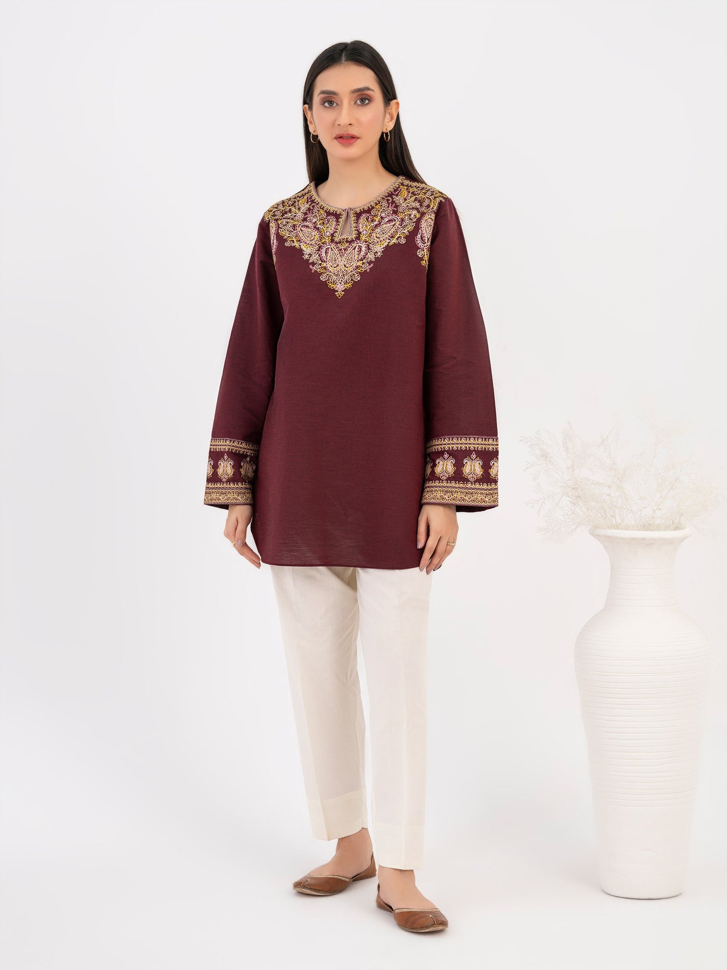 Yarn Dyed Kurti-Embroidered (Pret)