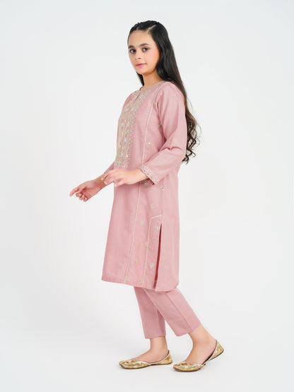 Limelight - 2 Piece Slub Khaddar Suit-Embroidered