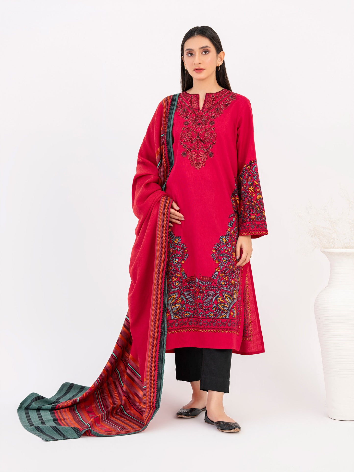 2 Piece Winter Cotton Suit-Embroidered(Pret)